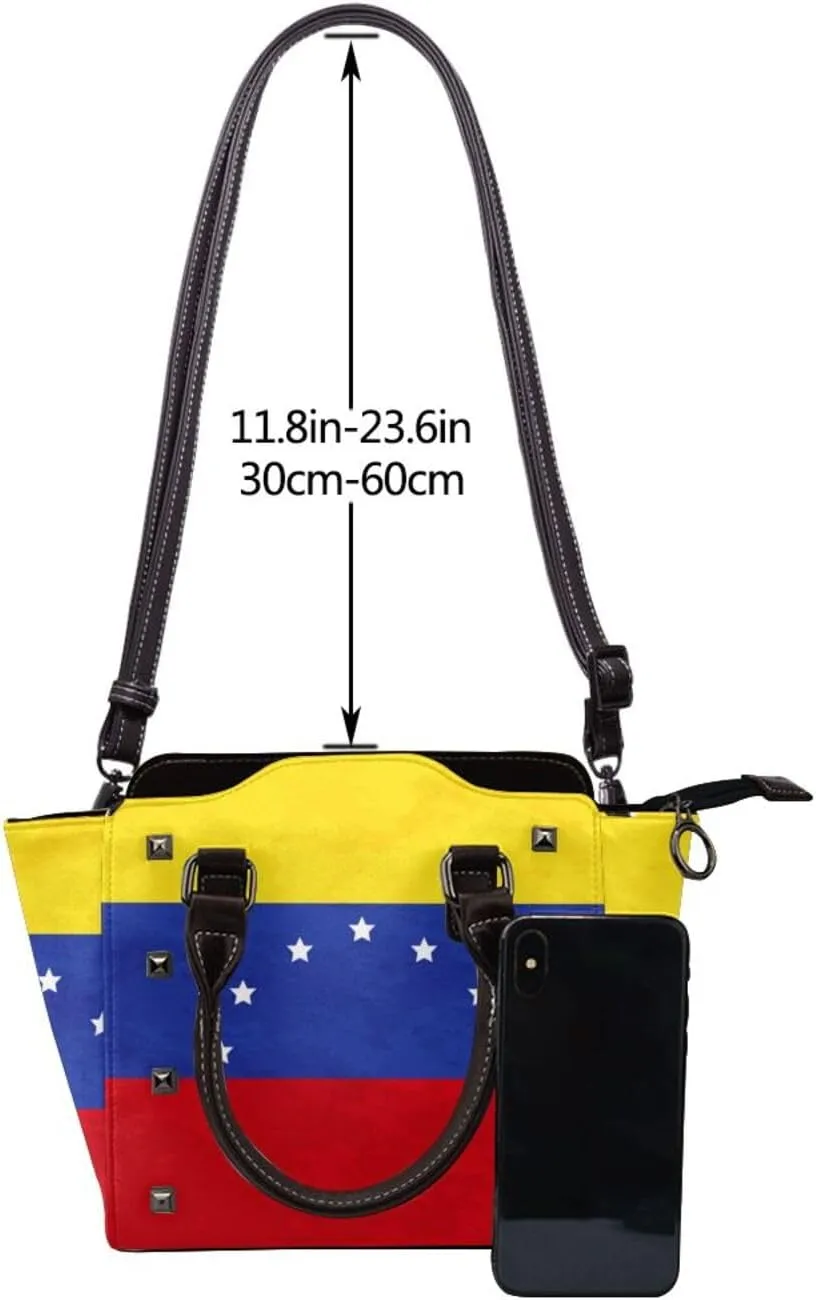 Fashion Rivet Handbag for Women Crossbody Purse Studded PU Leather Handle Bag