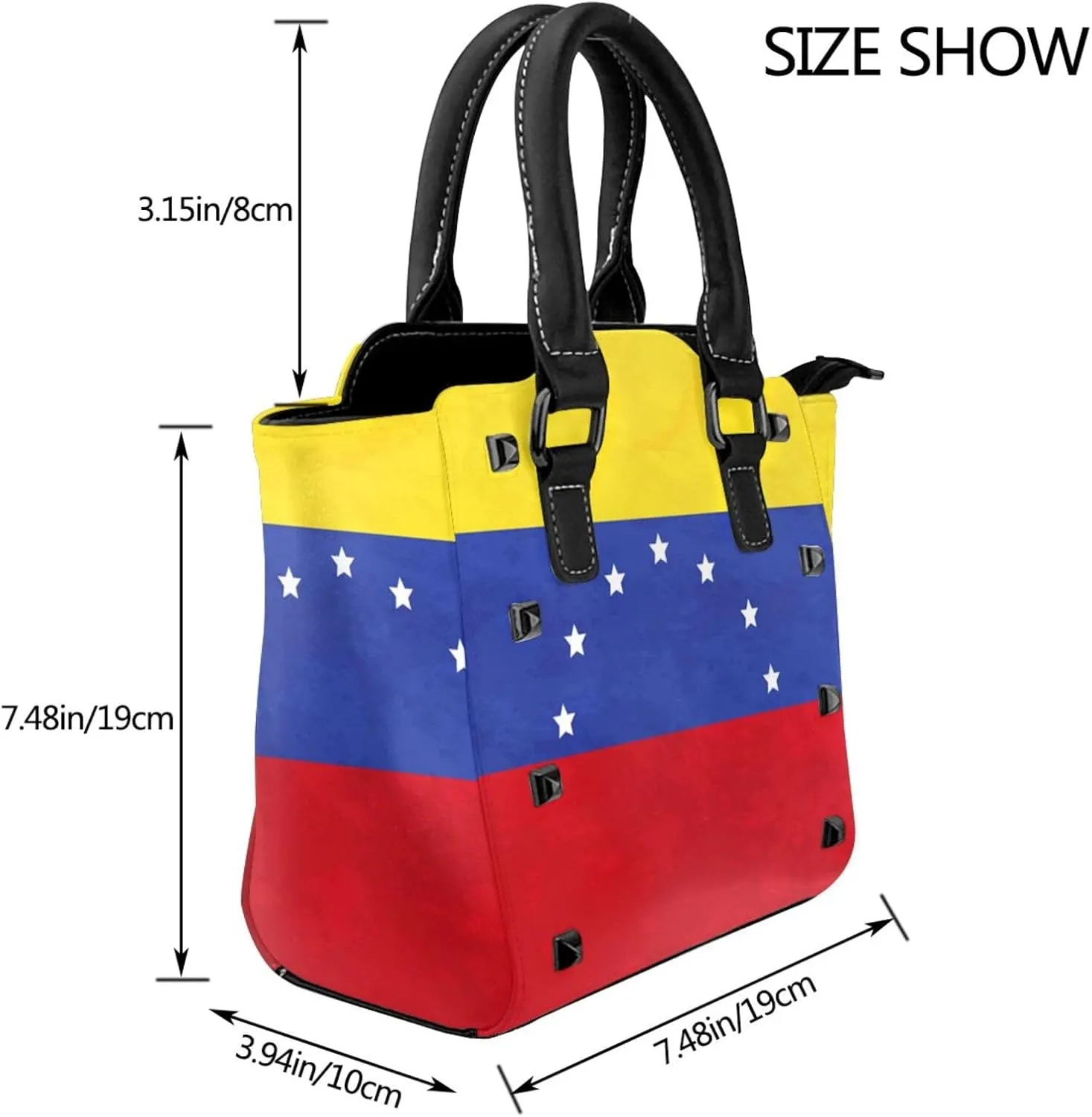 Fashion Rivet Handbag for Women Crossbody Purse Studded PU Leather Handle Bag