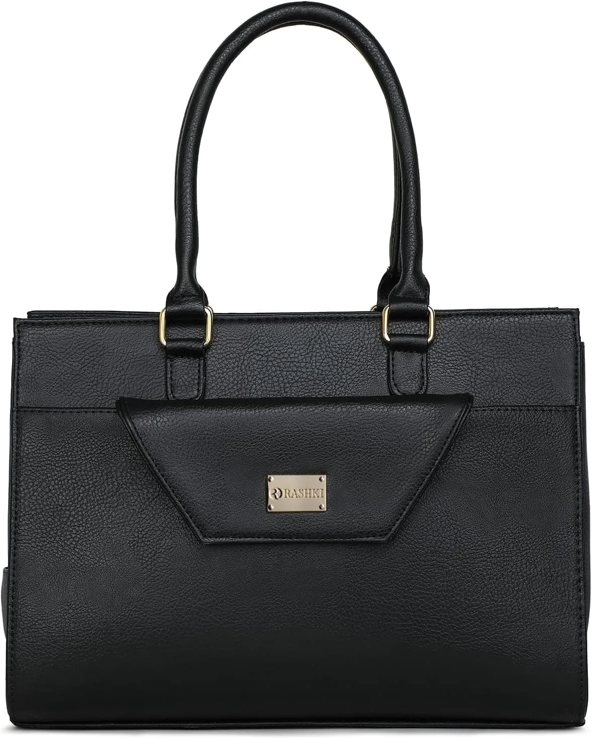 FERO - 14.5" Laptop Tote | Work Bag with Detachable Wallet | Professional Vegan Leather Office Tote (Medium, Black)