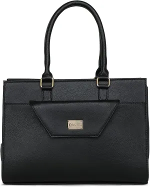 FERO - 14.5" Laptop Tote | Work Bag with Detachable Wallet | Professional Vegan Leather Office Tote (Medium, Black)