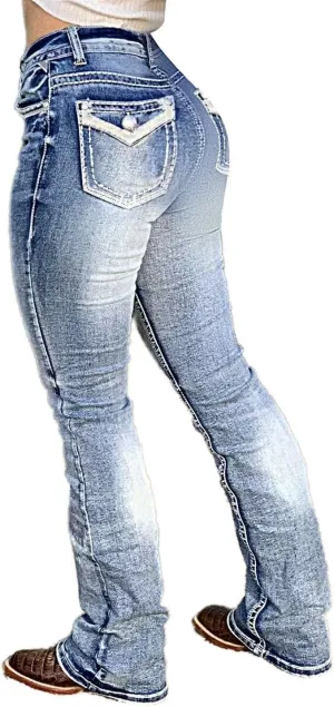 Flamingals Boot Cut Jeans for Women - Trendy Stretch Denim Pants With Butt Lifting and Tummy Control Features