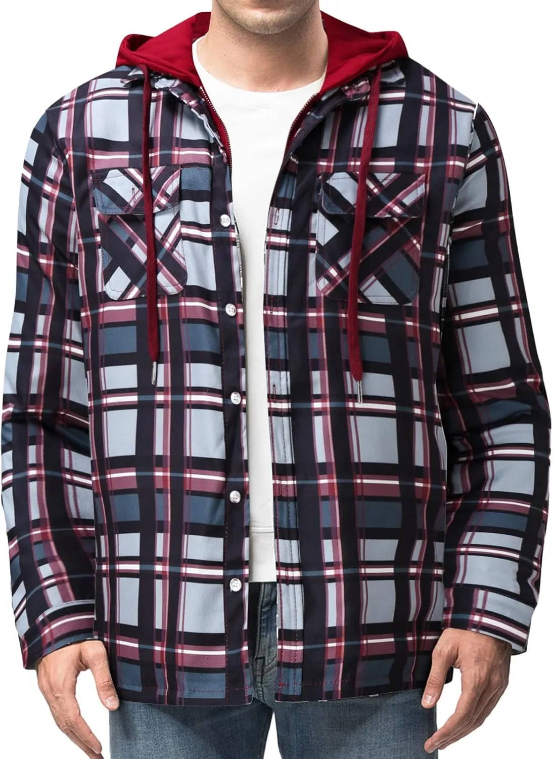 Flannel Jackets for Men Men's Button Down Regular Fit Long Sleeve Plaid Flannel Casual Shirts Men's Cotton Flannel Shirt