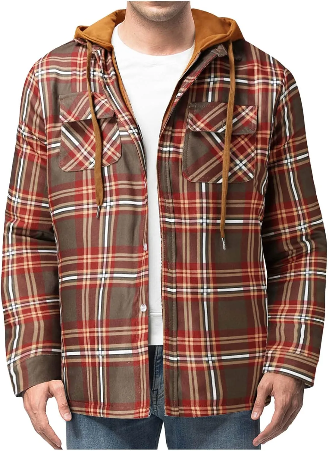 Flannel Jackets for Men Men's Button Down Regular Fit Long Sleeve Plaid Flannel Casual Shirts Men's Cotton Flannel Shirt