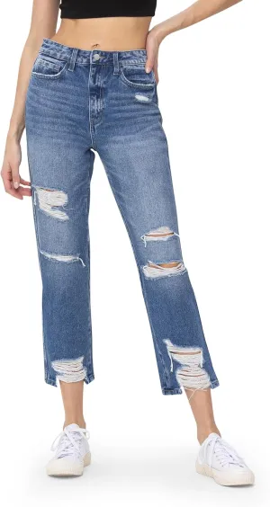 Flying Monkey, Super High Rise Straight Jeans, Medium Blue, Y4102AA-30
