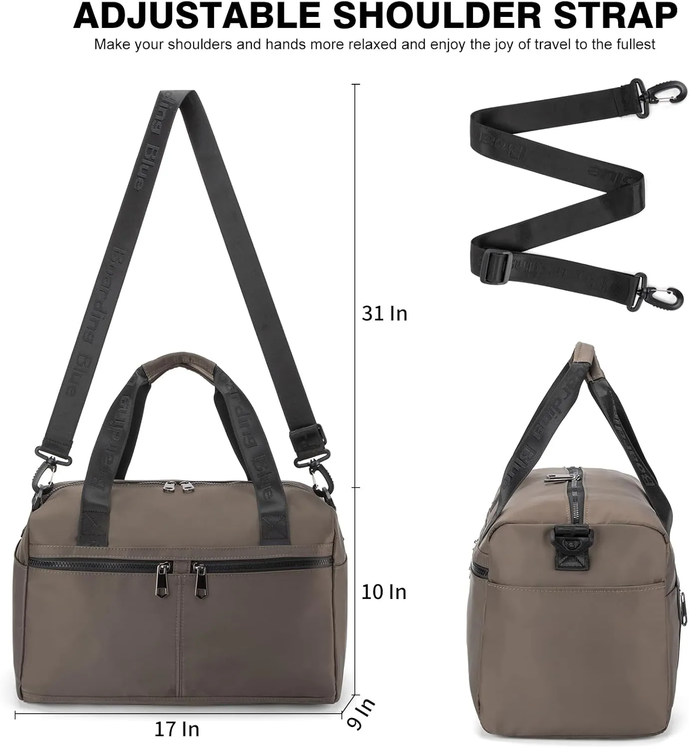 For United Airline 17x10x9 Inches Personal Item Underseat Travel duffle bag, ports Tote Gym Bag,Shoulder Weekender Overnight Bag (Beige)