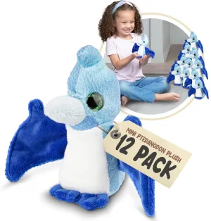 Forest & Twelfth Mini Pteranodon Plush Toys, 12 Pack Small Stuffed Animals Bulk, Stocking Stuffer for Girls & Boys, Animals Figures for Party Favors, Goody Bags, Classroom Treasure Box (Pteranodon)