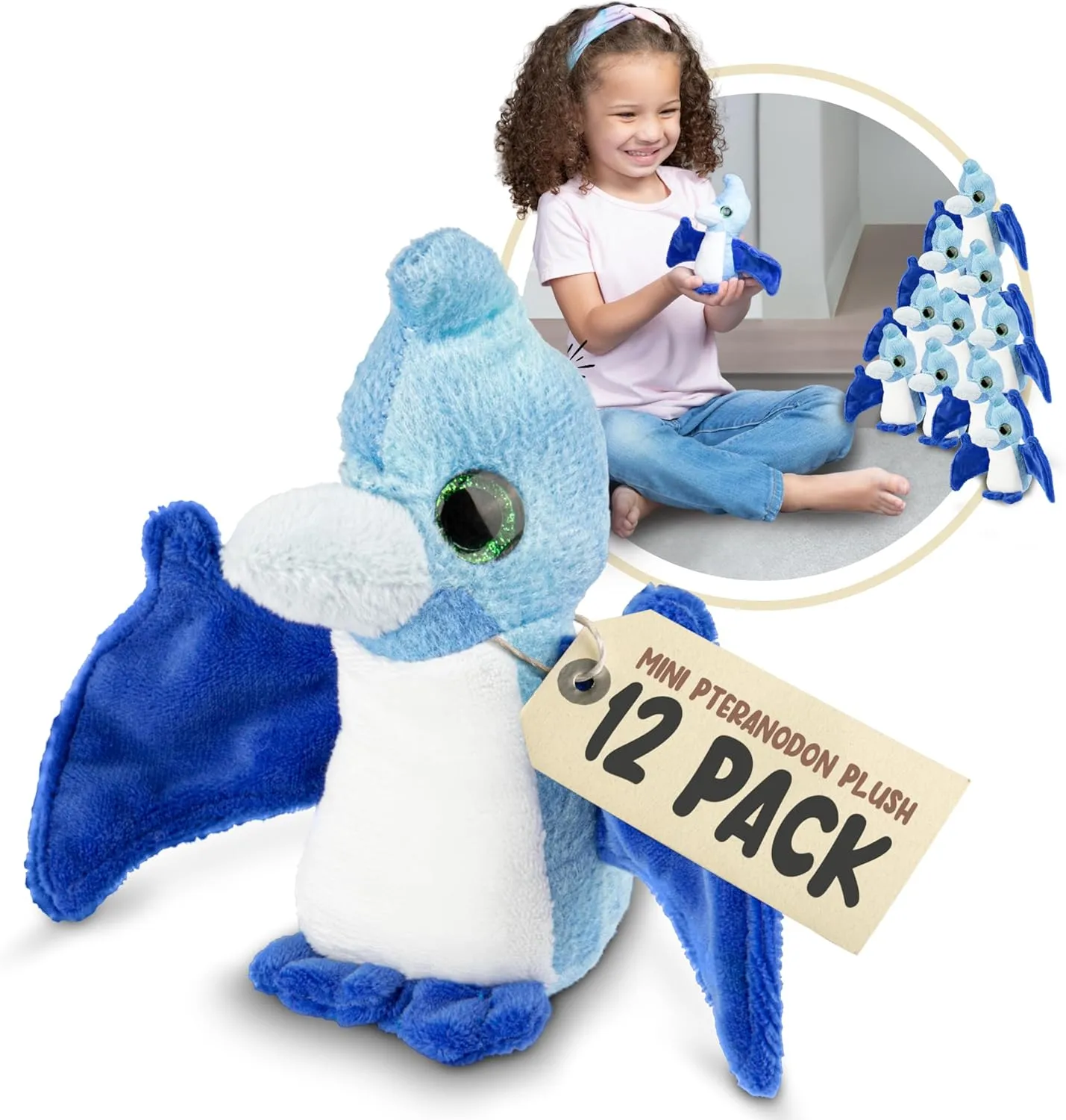 Forest & Twelfth Mini Pteranodon Plush Toys, 12 Pack Small Stuffed Animals Bulk, Stocking Stuffer for Girls & Boys, Animals Figures for Party Favors, Goody Bags, Classroom Treasure Box (Pteranodon)
