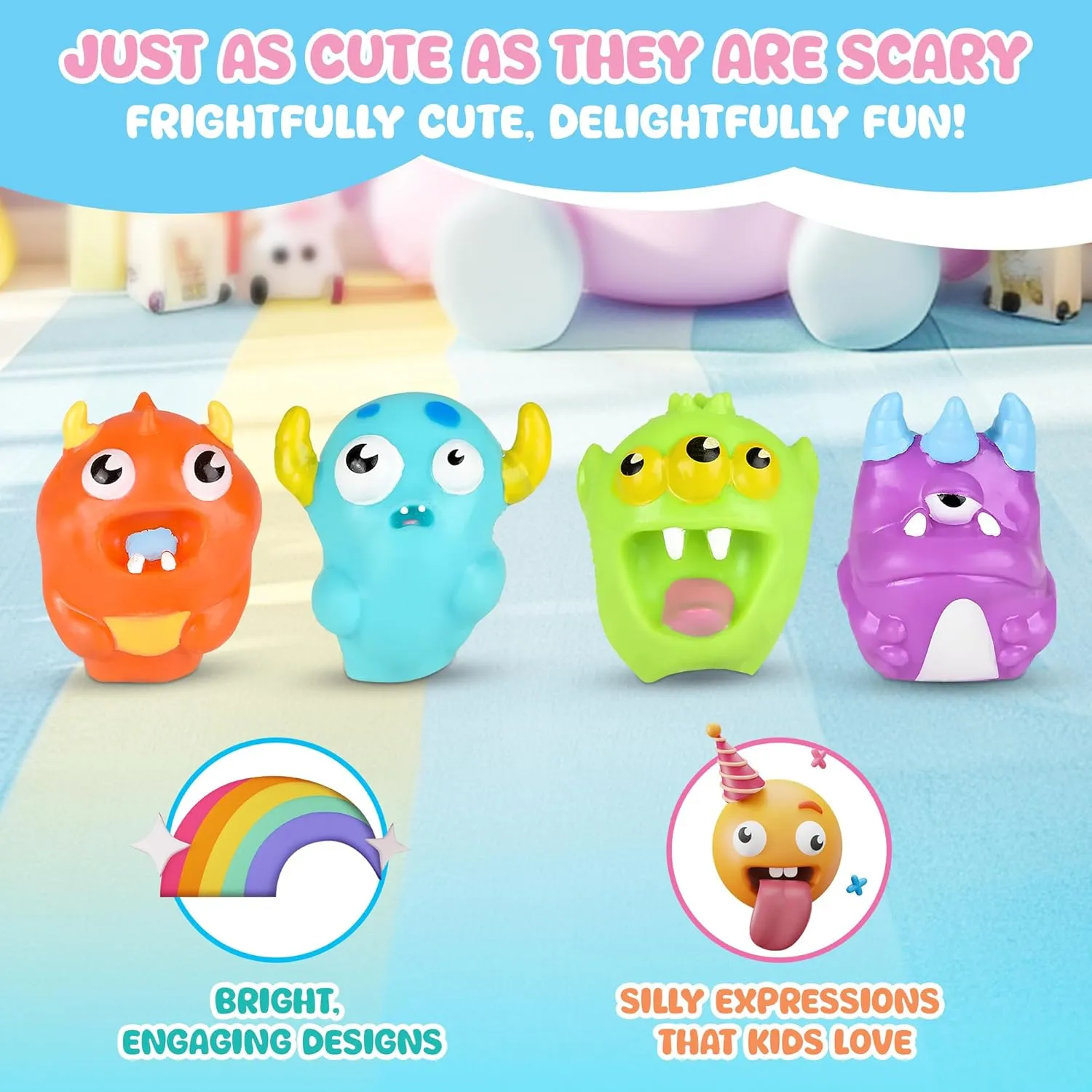 Forest & Twelfth Stretchy Monster Finger Puppets for Kids – 12 Pack Monster Toy for Tiny Hands – Finger Puppet Kids Party Favors - Finger Toys for Halloween, Spooky Toys for Birthday Goodie Bags
