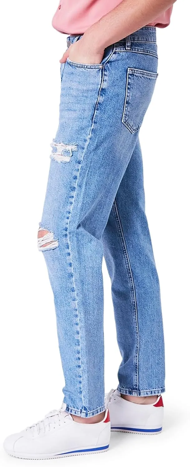 Forever 21 Men's Distressed Straight-Leg Jeans