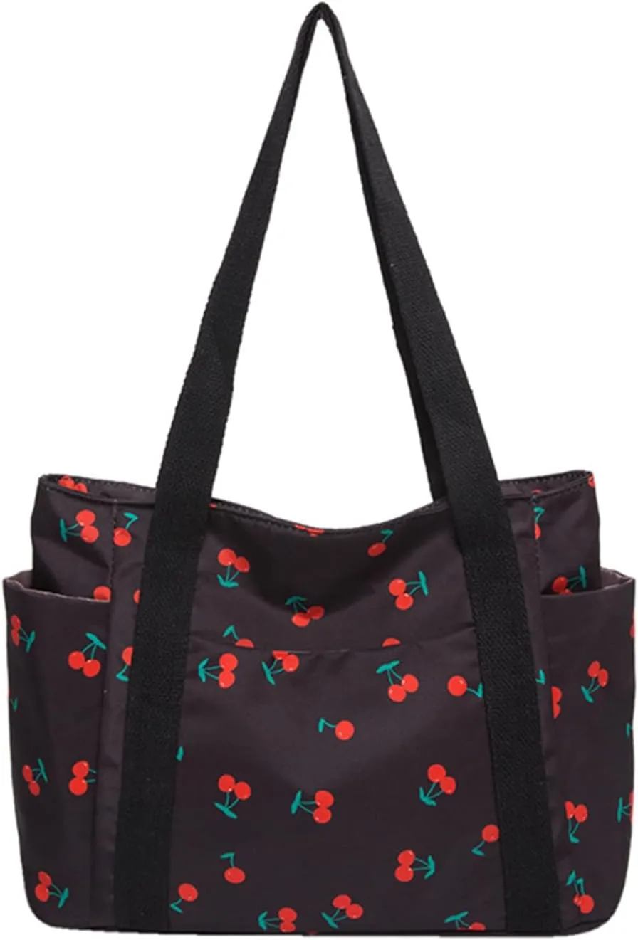 FOTN Cherry Tote Bag for Women, Everyday Work Tote,Large CanvasTote Purse with Multiple Pockets for Travel Daily Use