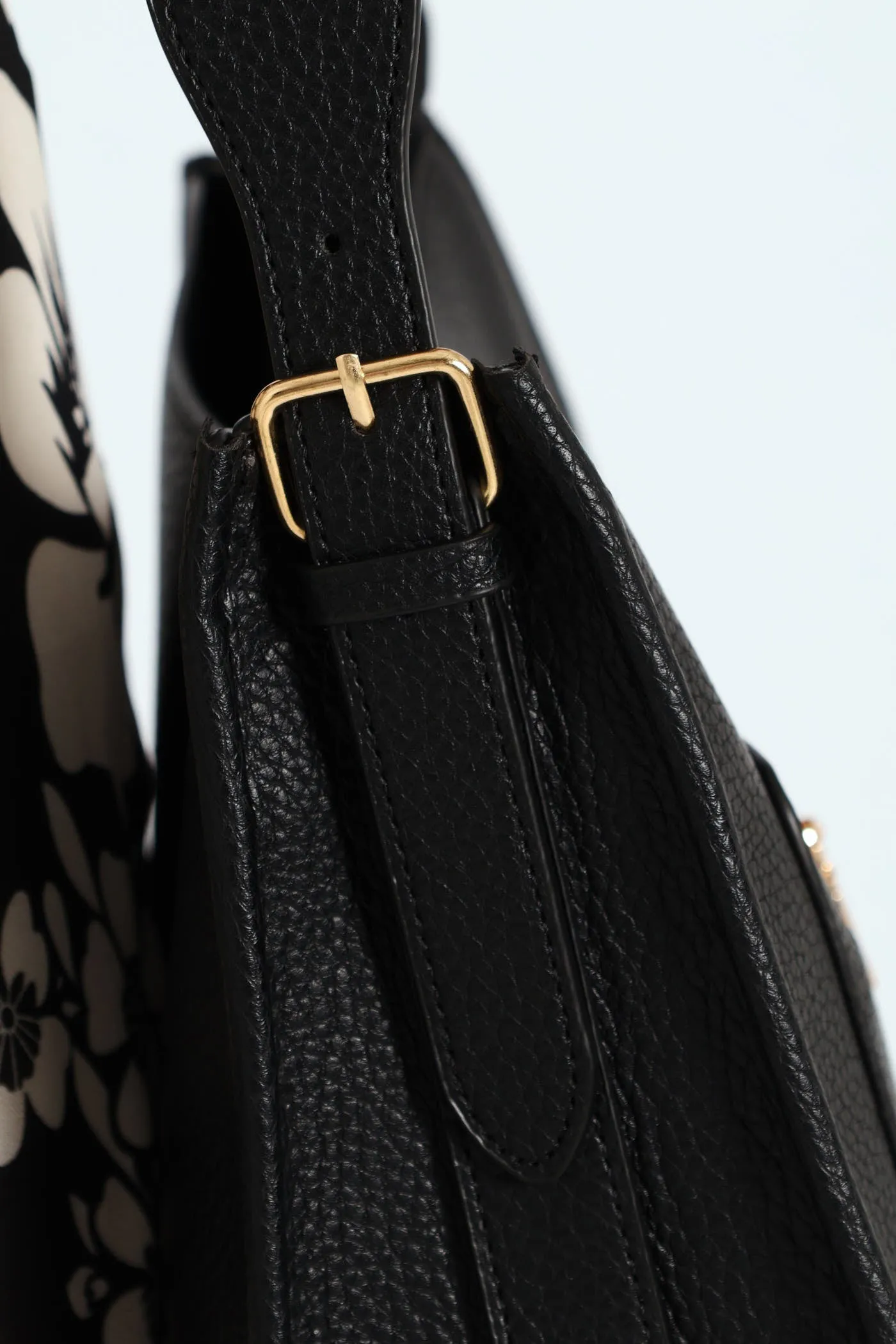 Front Zip Pocket Webbing Strap Crossbody Bag - Black