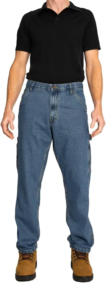 FULL BLUE Carpenter Denim Jeans, Relaxed Fit, Utility Pocket & Hammer Loop