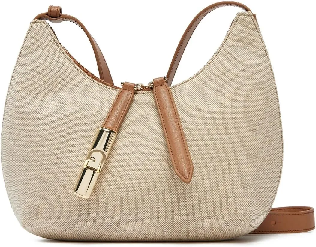 Furla Goccia Naturale-Brandy Shoulder Bag (WB01634-BX3542-3331S-1-007), Natural-Brandy, S