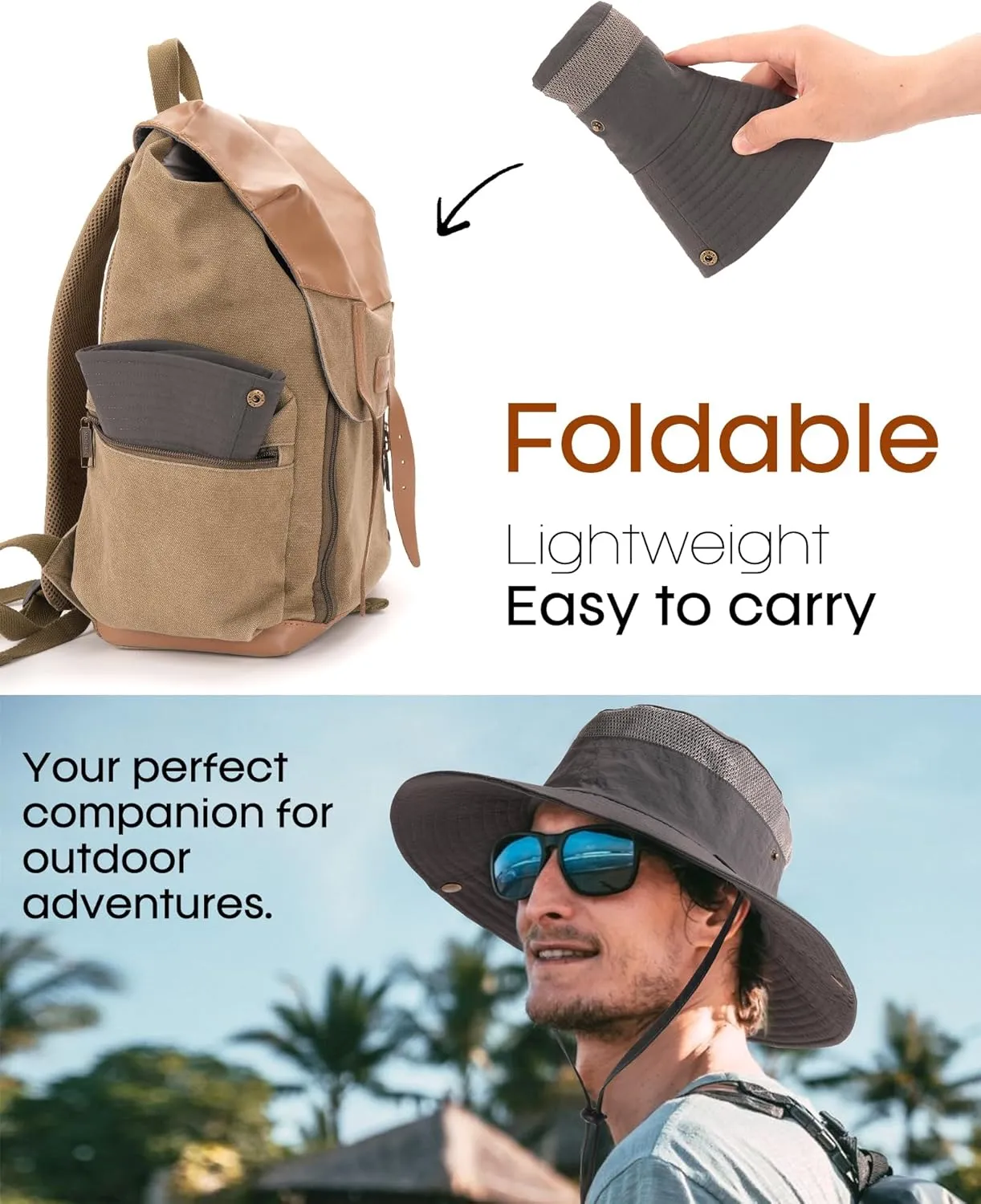 FURTALK Sun Hats for Men Women Fishing Hat UPF 80  Breathable Wide Brim Hiking Summer UV Protection Bucket Hats