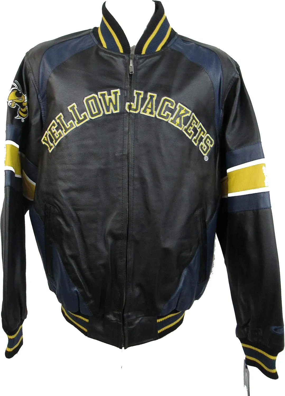 G-III Sports Georgia Tech Yellow Jackets Mens Size Medium Full Zip Embroidered Leather Jacket AGET 6 M