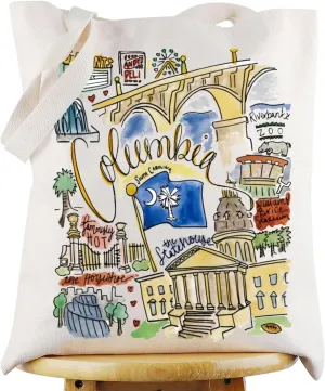 G2TUP Columbia South Carolina Travel Tote Bag Columbia Souvenir Gift Columbia Landmarks Shoulder Bag Columbia City Merch