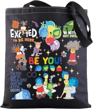 G2TUP Joy & Sadness & Fear Canvas Tote Bag Anger & Disgust Fans Gift I'm Too Sad To Walk Shoulder Bag Joy & Sadness Merch