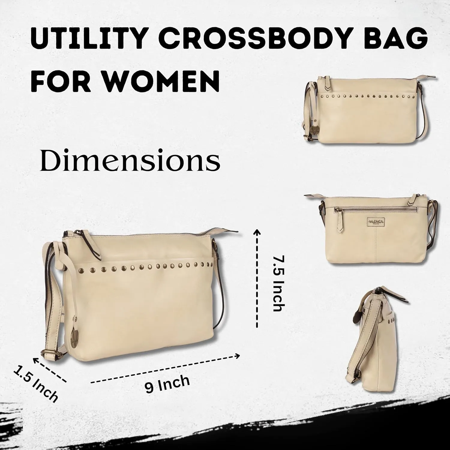 Genuine Italian Leather Boho Studded Crossbody Shoulder Bag - Stylish, Durable, & Perfect for Everyday Use for women