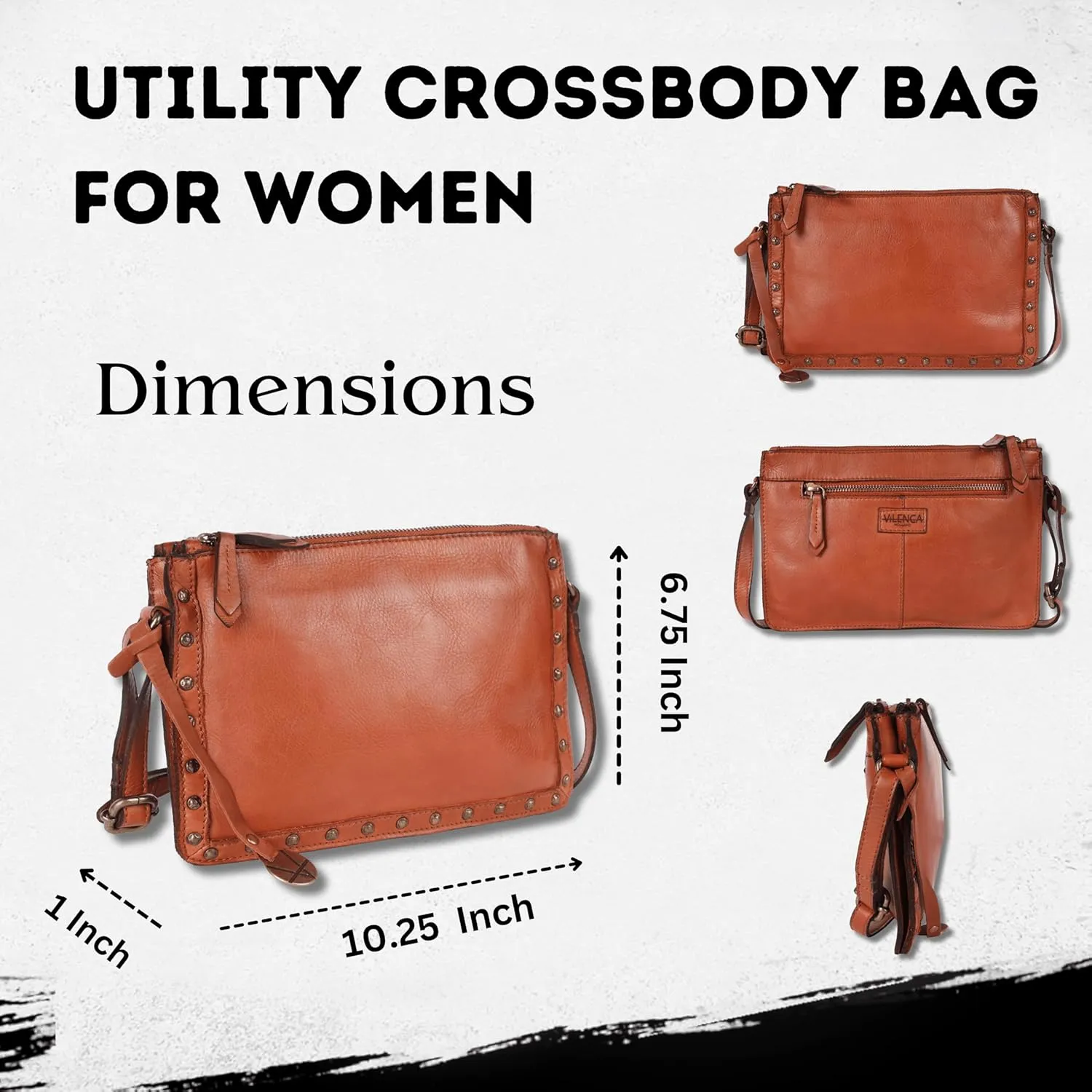Genuine Italian Leather Boho Studded Crossbody Shoulder Bag - Stylish, Durable, & Perfect for Everyday Use for women