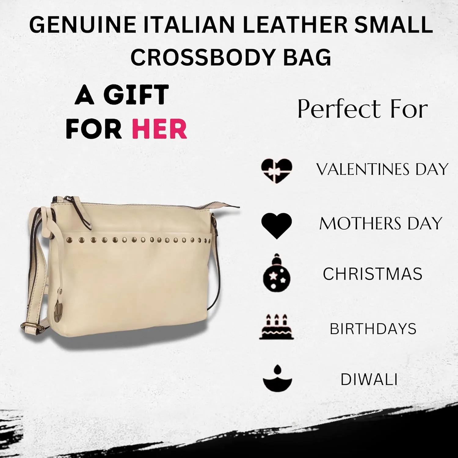 Genuine Italian Leather Boho Studded Crossbody Shoulder Bag - Stylish, Durable, & Perfect for Everyday Use for women