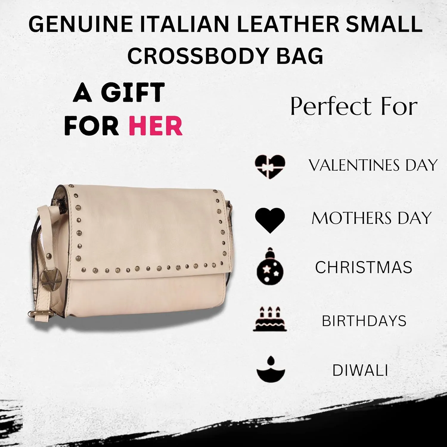 Genuine Italian Leather Boho Studded Crossbody Shoulder Bag - Stylish, Durable, & Perfect for Everyday Use for women