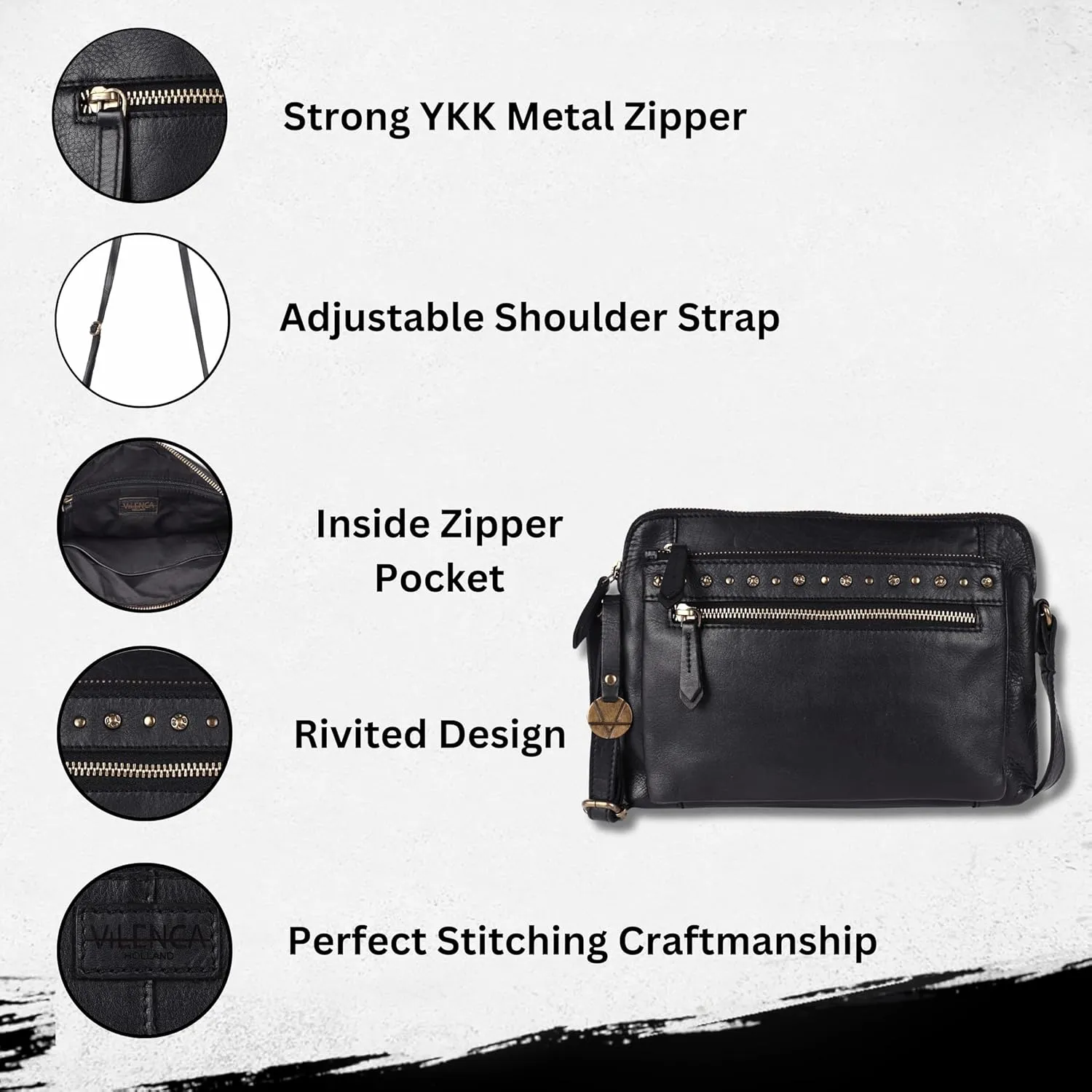 Genuine Italian Leather Boho Studded Shoulder Sling Bag - Stylish, Durable, & Perfect for Everyday Use for women