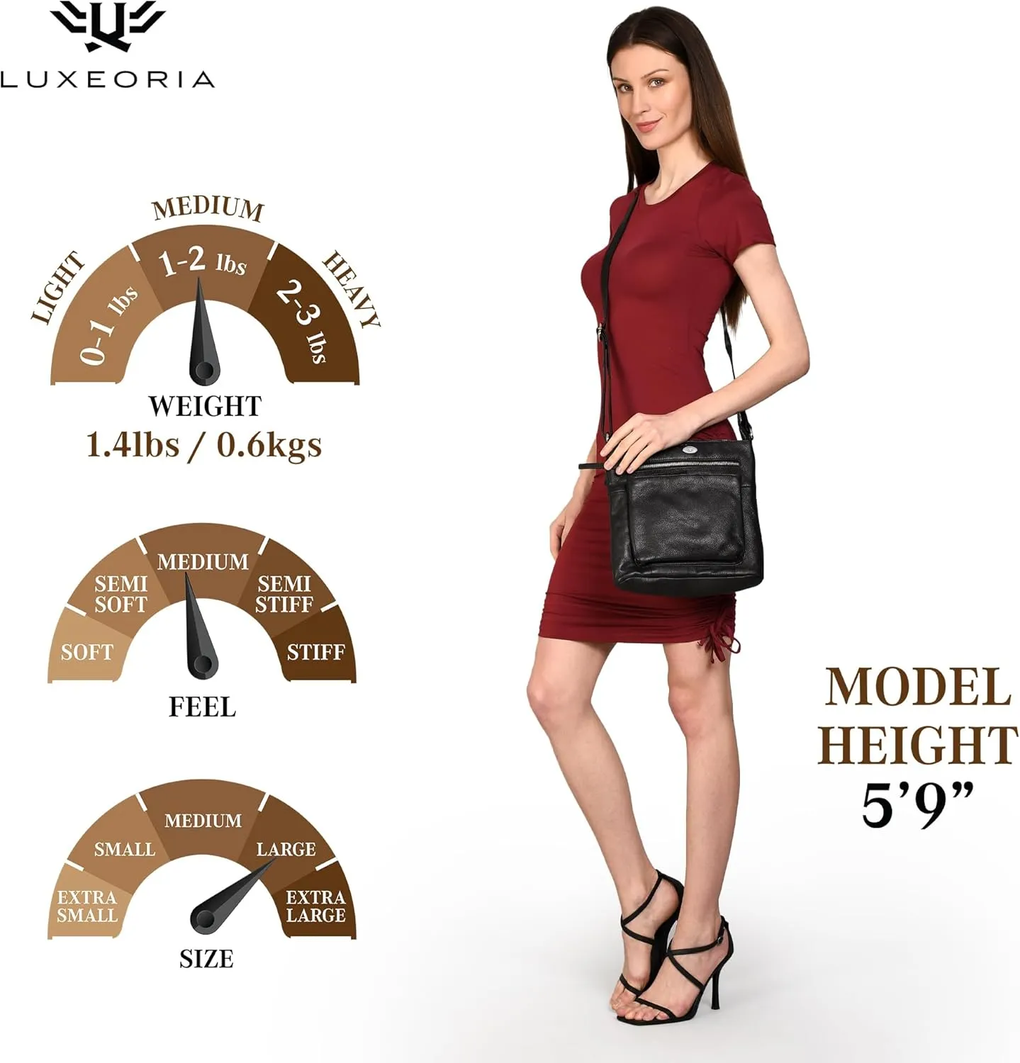 Genuine Leather Crossbody Bags for Women, Premium Handmade Leather Purses - Shoulder Handbags, Adjustable Strap
