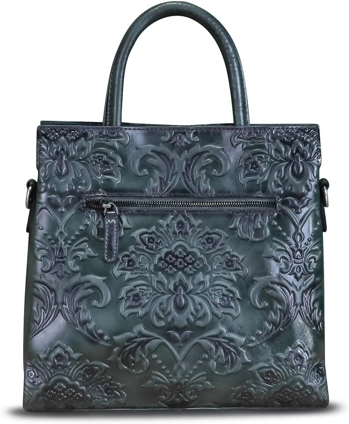 Genuine Leather Satchel for Women Top Handle Handbag Handmade Embossed Vintage Satchel Crossbody Handbags Purse Bag