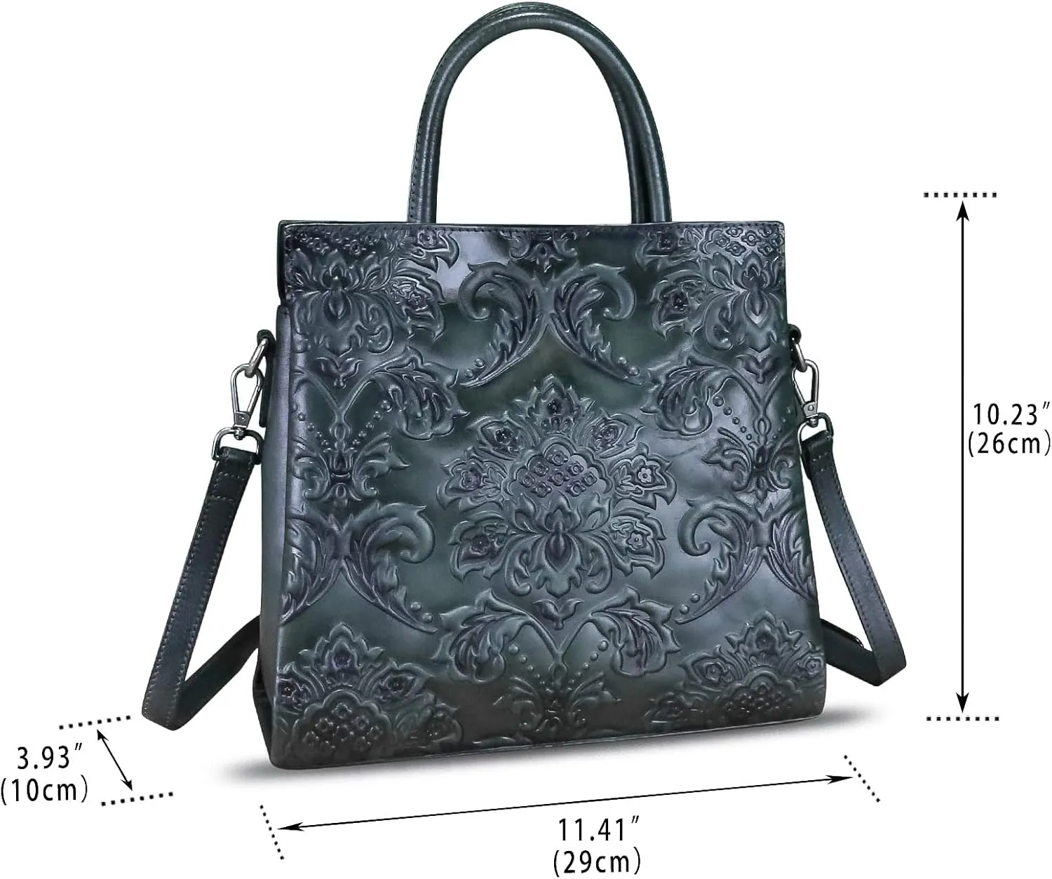 Genuine Leather Satchel for Women Top Handle Handbag Handmade Embossed Vintage Satchel Crossbody Handbags Purse Bag