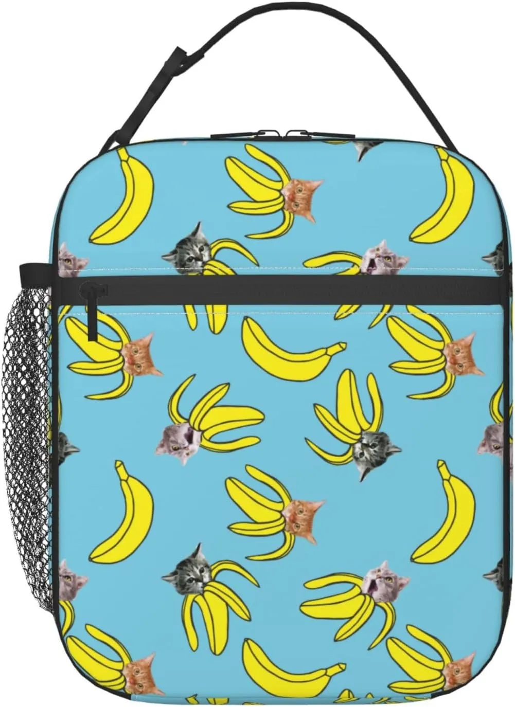 Gianlaima Funny Cat Banana Bananas Insulated Lunch Box For Women And Man, Portable Lunch Bags Reusable Cooler Tote For Office Work Travel Picnic Camping Beach