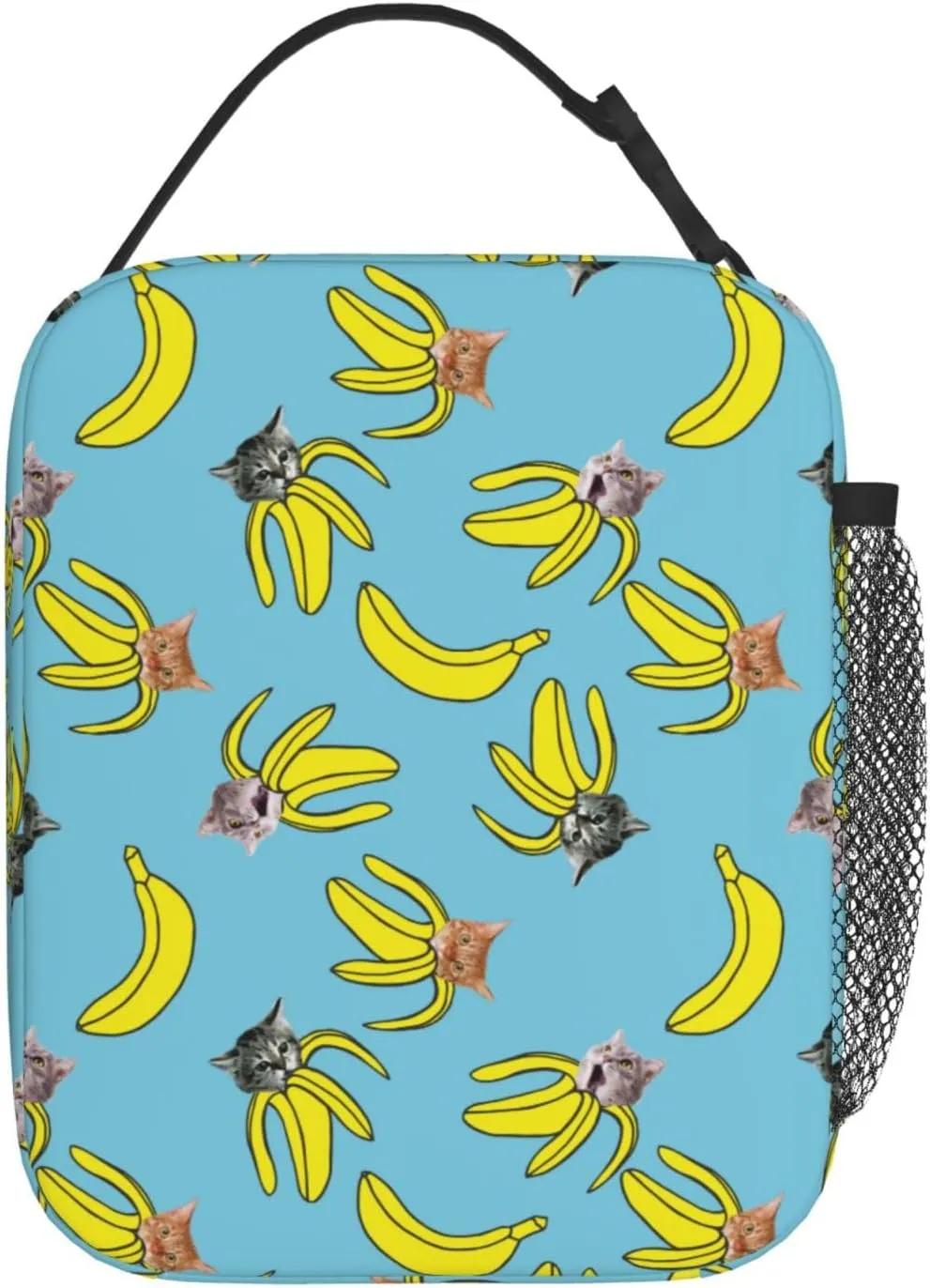 Gianlaima Funny Cat Banana Bananas Insulated Lunch Box For Women And Man, Portable Lunch Bags Reusable Cooler Tote For Office Work Travel Picnic Camping Beach