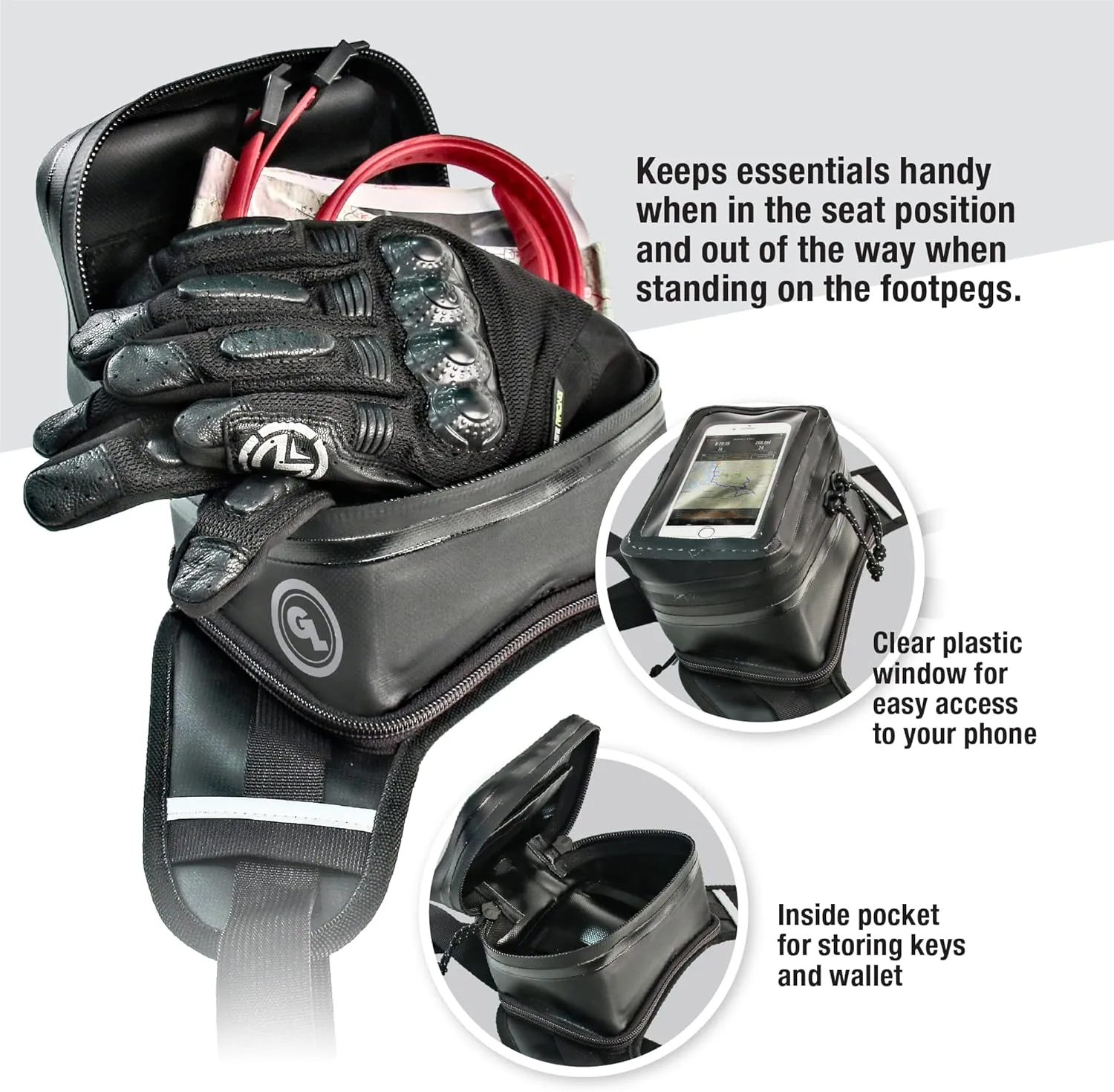 Giant Loop Gray Buckin' Roll Tank Bag, Minimalist Waterproof Motorcycle Tank Bag, 1.5-Liters Capacity, Fits Any Dirt Bike, Adventure, Dual Sport & More