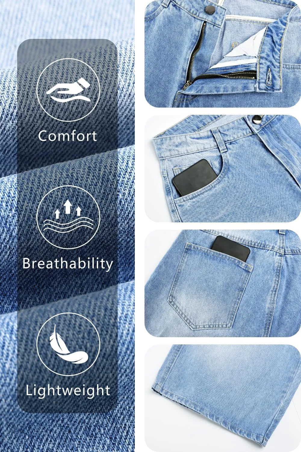 GINGTTO Mens Baggy Jean Shorts Loose Fit Long Denim Shorts Below Knee 15 Inch Inseam