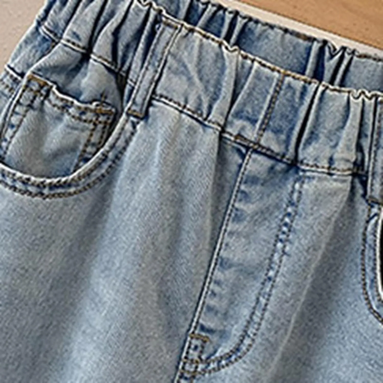 Girls Wide Leg Jeans Baggy Heart Embroidery Elastic High Waist Denim Pants Vintage Y2k Streetwear Aesthetic Teen Clothes 4-14