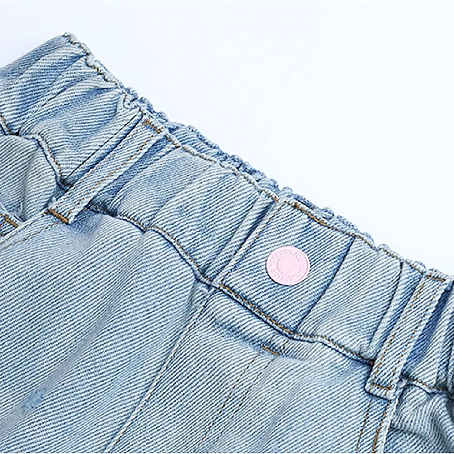 Girls Wide Leg Jeans Baggy Heart Embroidery Elastic High Waist Denim Pants Vintage Y2k Streetwear Aesthetic Teen Clothes 4-14