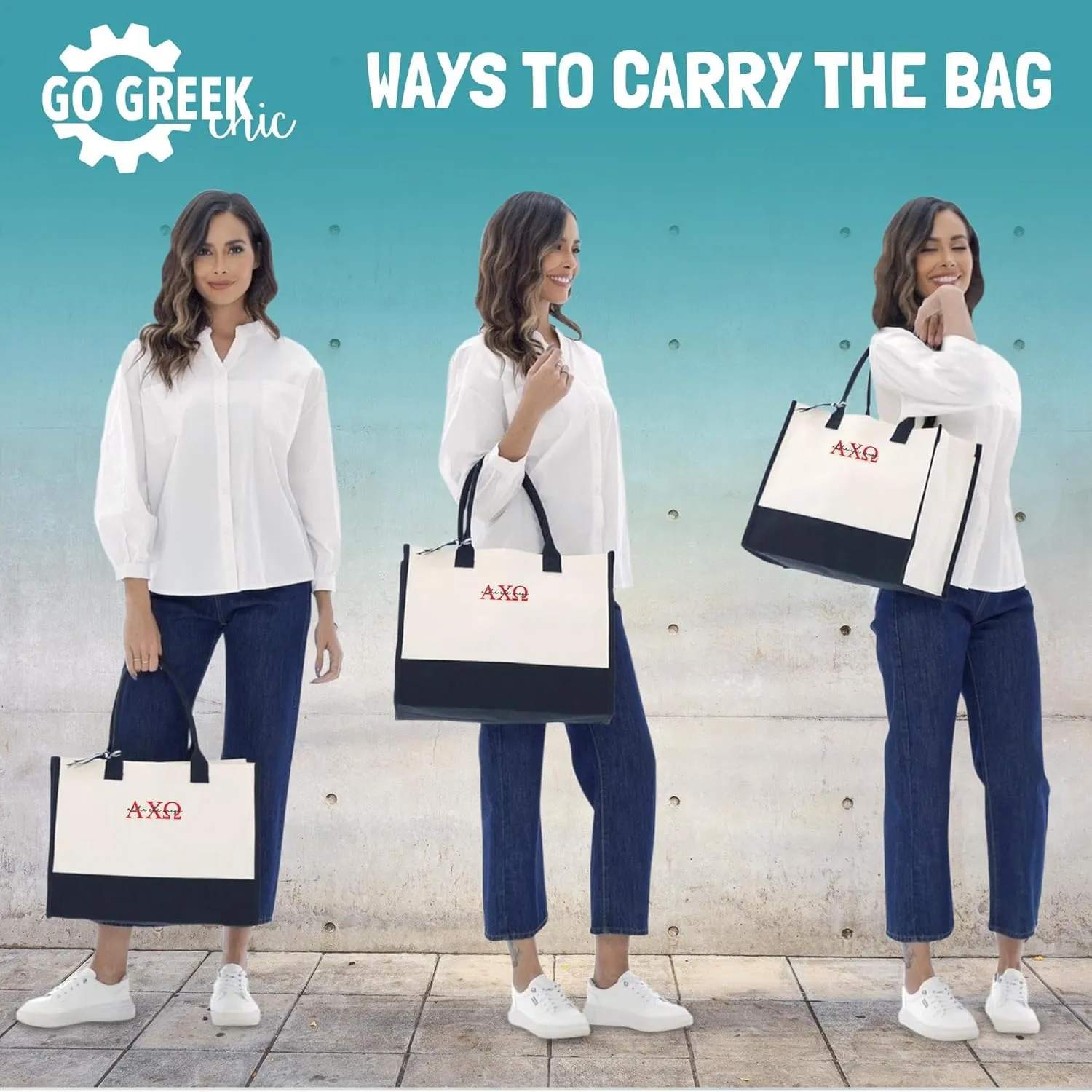 Go Greek Chic Embroidered Tote Bag