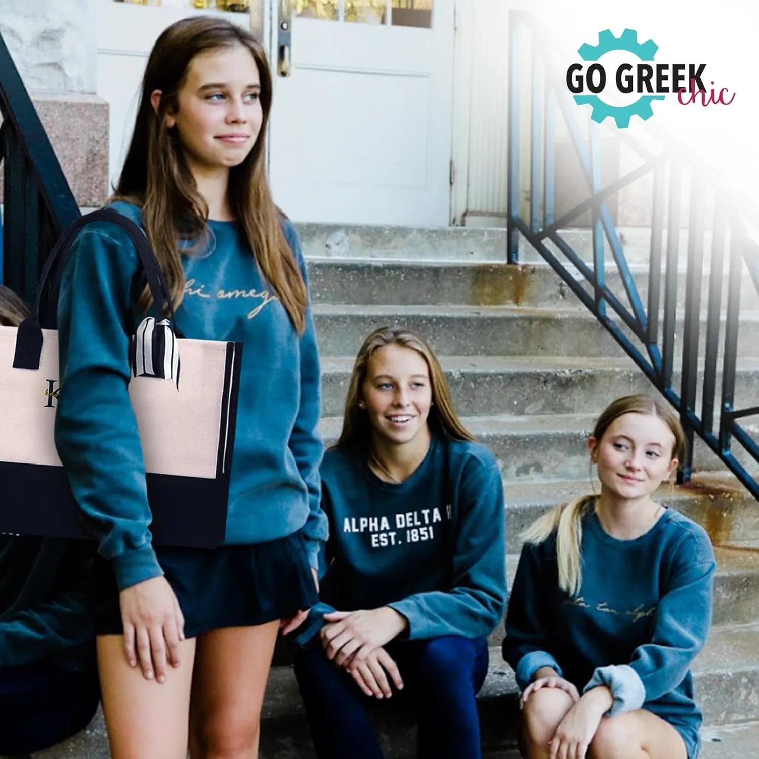 Go Greek Chic Embroidered Tote Bag