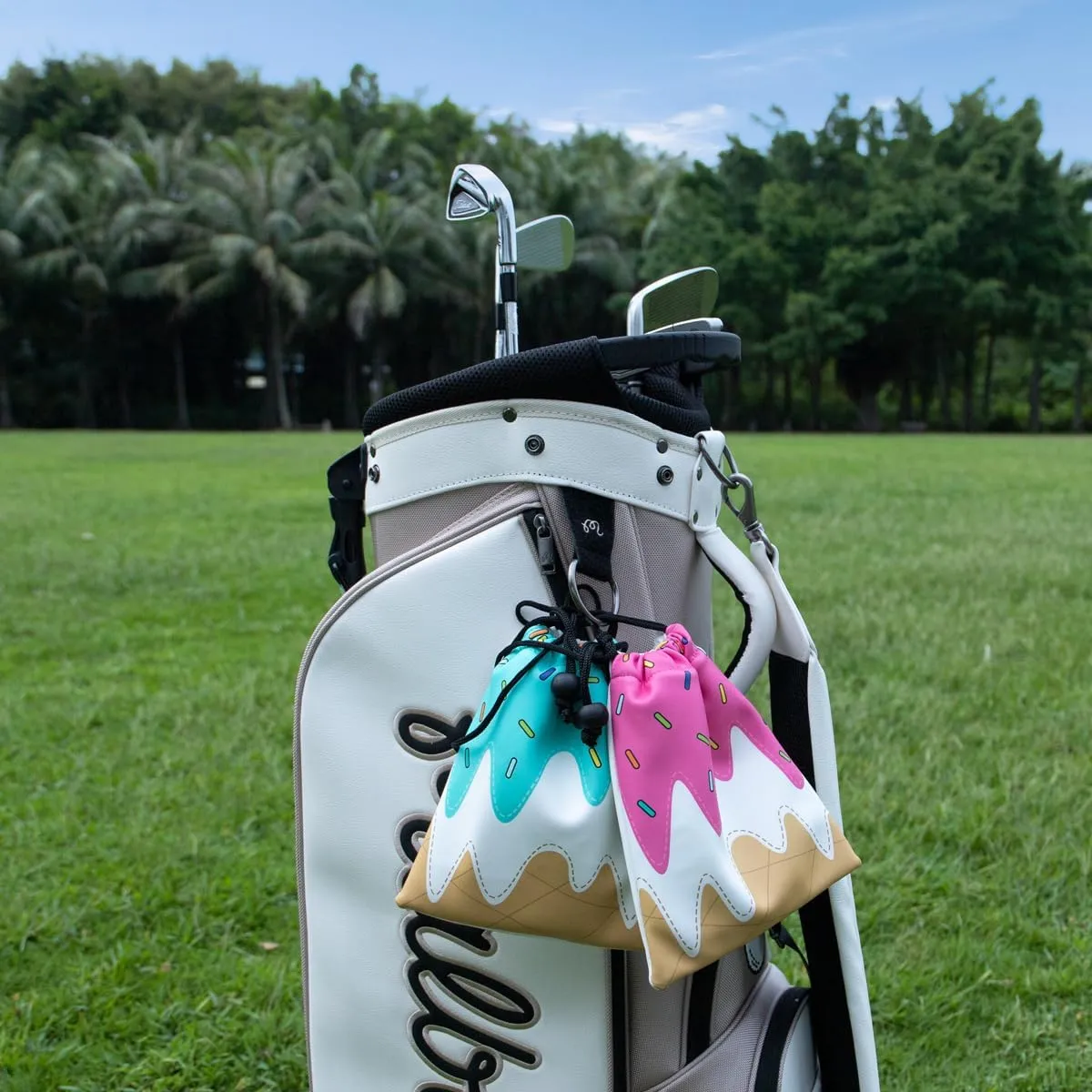 Golf Valuables Pouch - Leather Tee Pouch with Drawstring Closure, Portable Golf Accessories