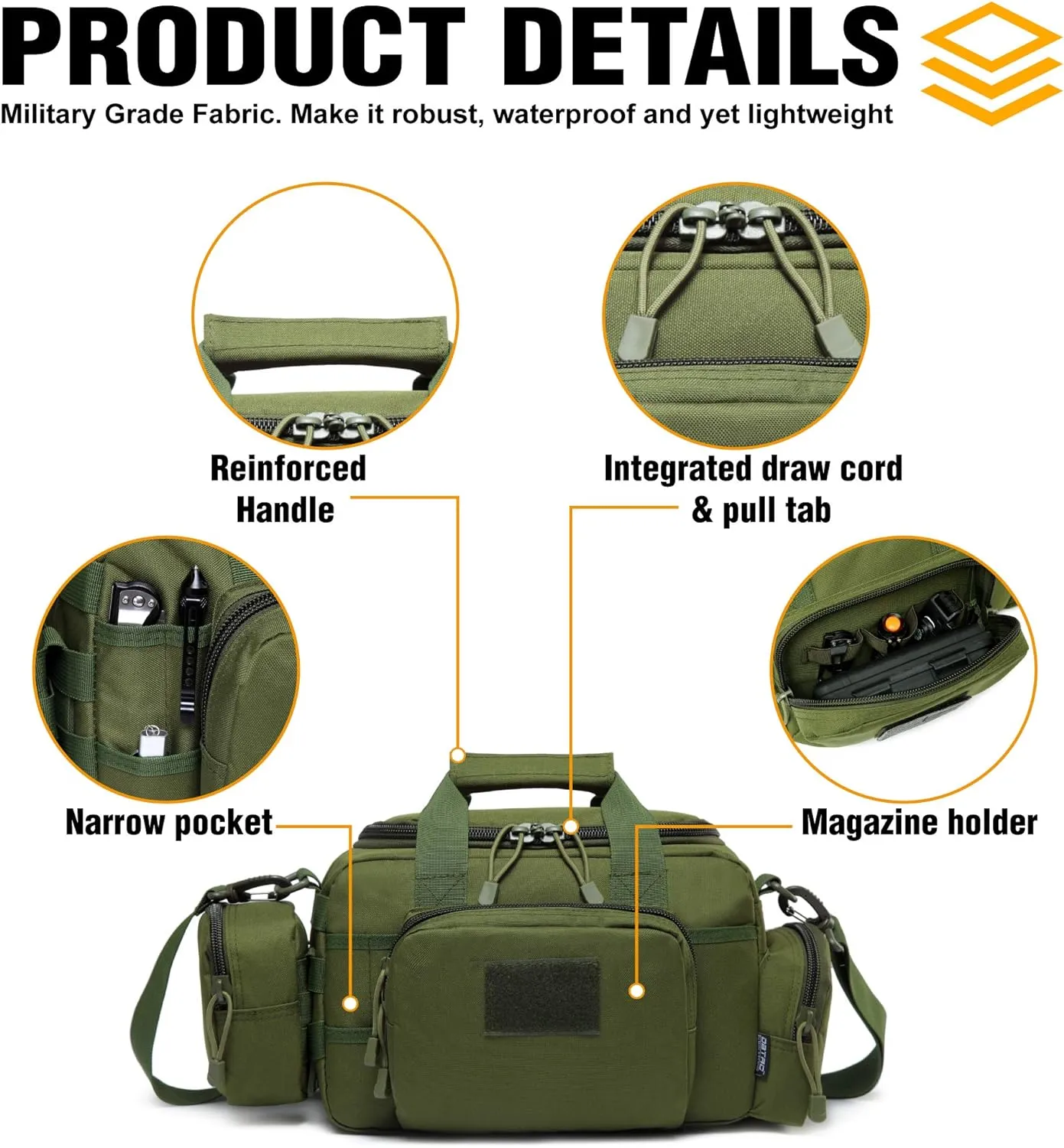 Gun Case Bag Small | Tactical 2-Pistol Bag Handgun Duffle Bag w/Lockable Zipper for Shooting Range Hunting Sports | US Flag Patch   MOLLE Pouch   Universal Holster Included