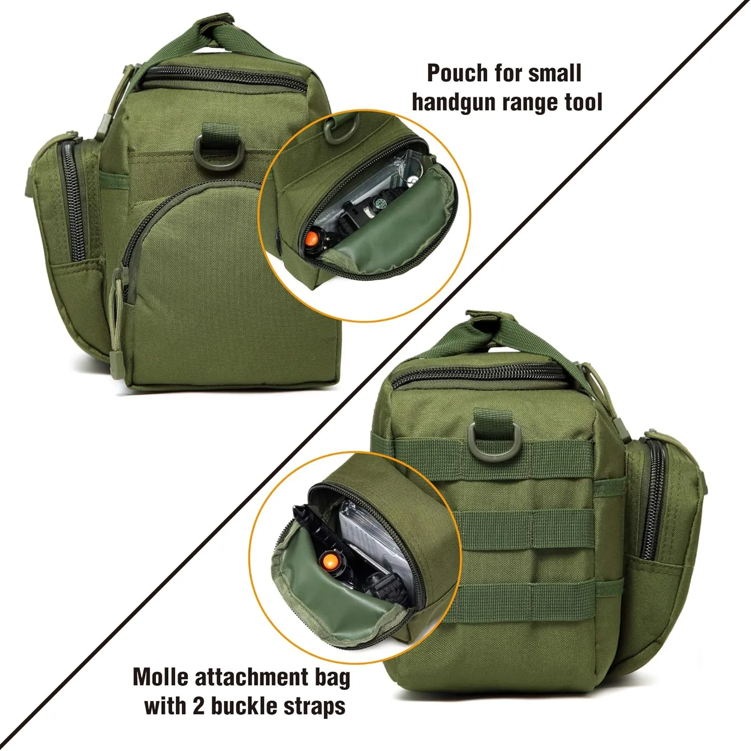 Gun Case Bag Small | Tactical 2-Pistol Bag Handgun Duffle Bag w/Lockable Zipper for Shooting Range Hunting Sports | US Flag Patch   MOLLE Pouch   Universal Holster Included