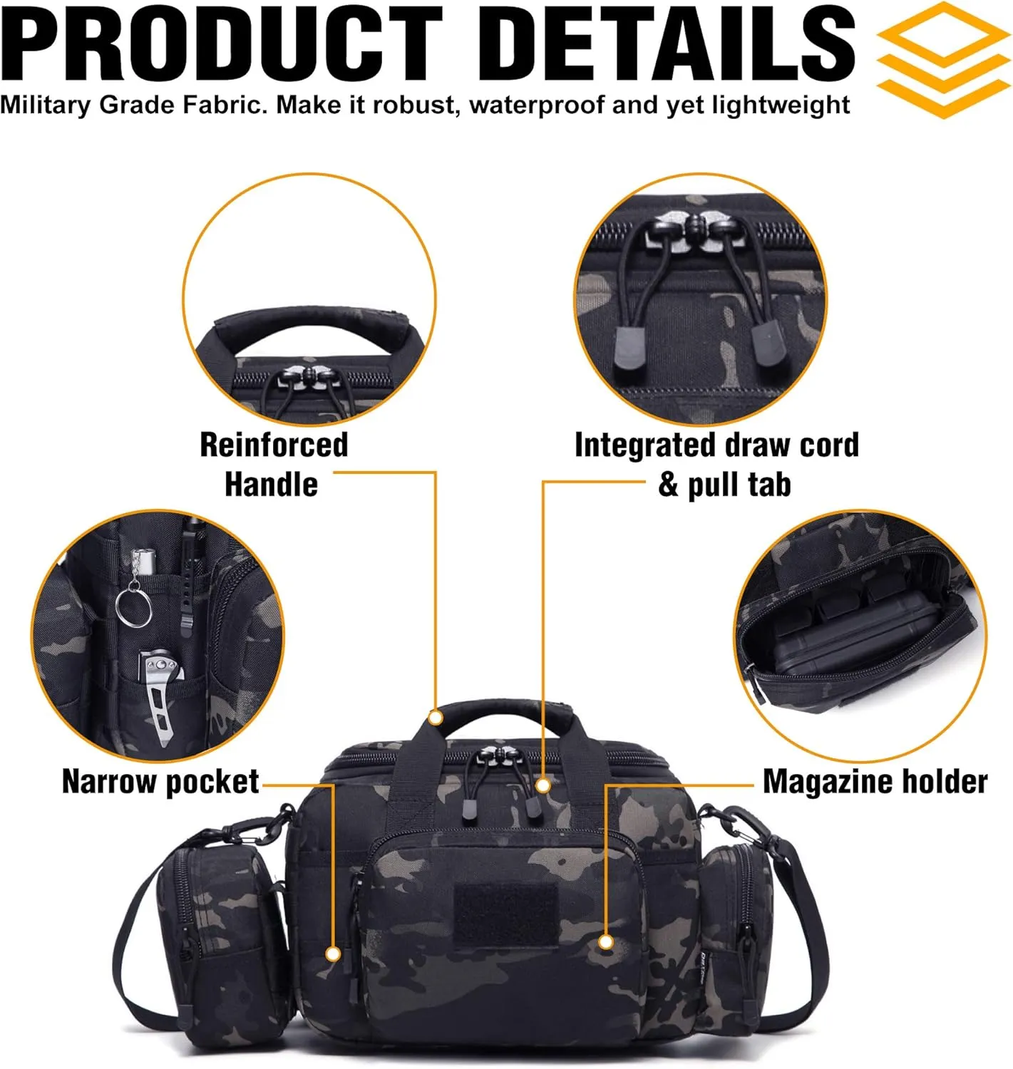 Gun Case Bag Small | Tactical 2-Pistol Bag Handgun Duffle Bag w/Lockable Zipper for Shooting Range Hunting Sports | US Flag Patch   MOLLE Pouch   Universal Holster Included