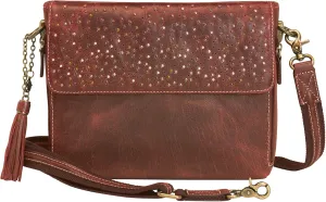 Gun Tote'n Mamas Distressed Buffalo Leather Crossbody Organizer Purse (Red)