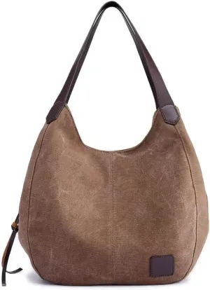 Handbag for Women Canvas Work Tote Bag Ladies Cloth Purse Casual Everyday Shoulder Bag Multi-Pocket Top Handle Handbag