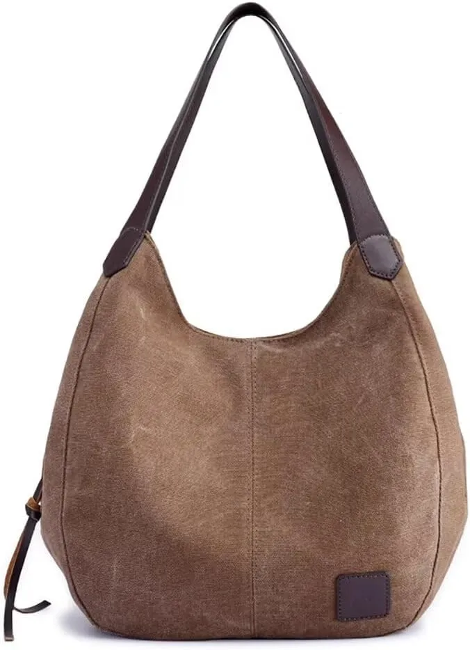 Handbag for Women Canvas Work Tote Bag Ladies Cloth Purse Casual Everyday Shoulder Bag Multi-Pocket Top Handle Handbag
