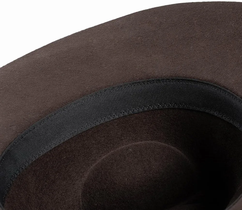 Handmade Cowboy Hat Black Men's and women's large head studded wide brimmed wool cowboy hat, outdoor warm top hat 7 1/2