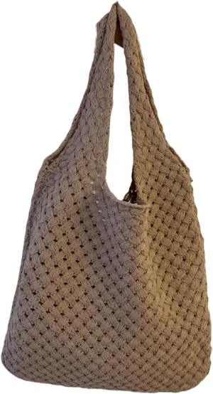 Handmade Crochet Tote Bag for Women - Boho Knitted Shoulder Purse with Dual Straps, Spacious Daily Bag