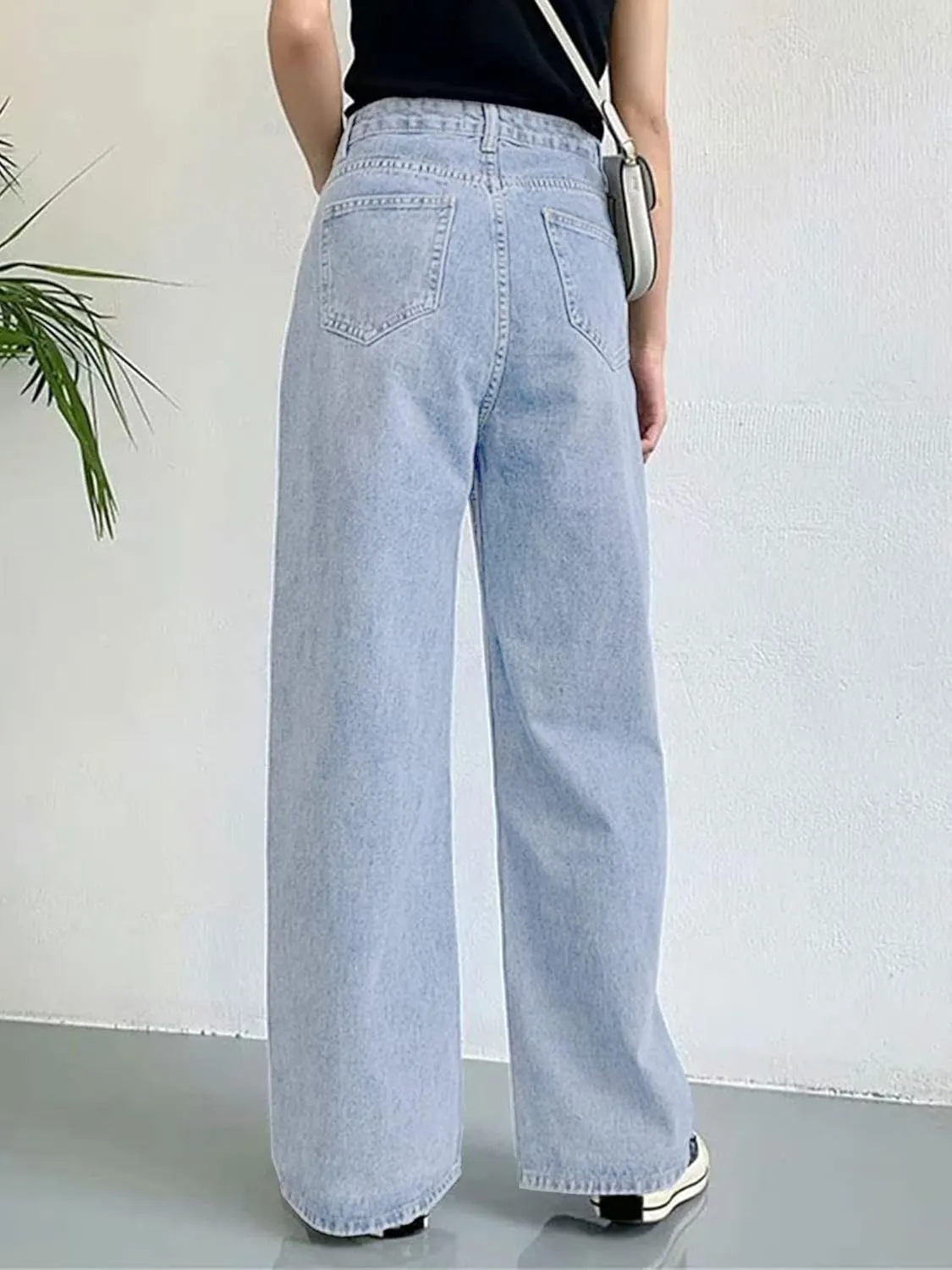 HDLTE Women Ripped Boyfriends Jeans Distressed High Waist Baggy Denim Pants Wide Leg Straight Trousers Y2k Streetwear Pants…