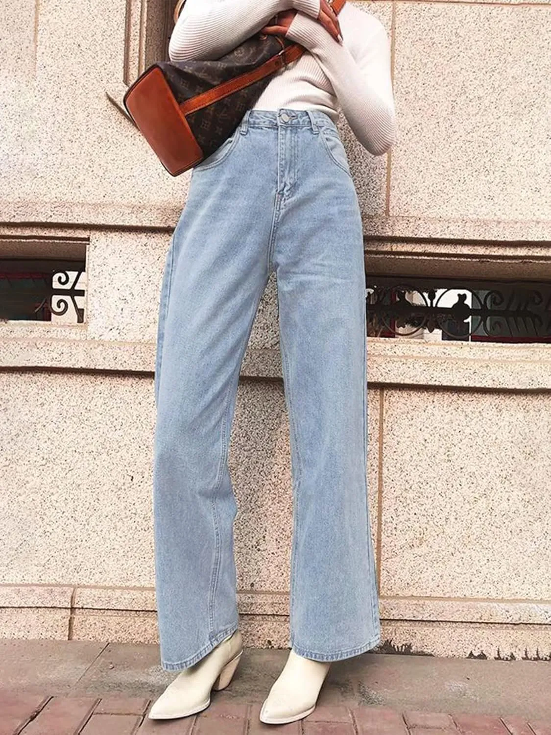 HDLTE Women Ripped Boyfriends Jeans Distressed High Waist Baggy Denim Pants Wide Leg Straight Trousers Y2k Streetwear Pants…