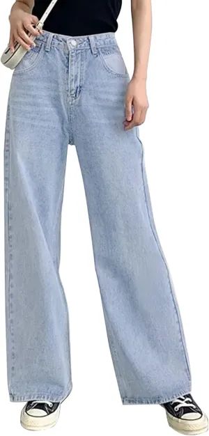 HDLTE Women Ripped Boyfriends Jeans Distressed High Waist Baggy Denim Pants Wide Leg Straight Trousers Y2k Streetwear Pants…