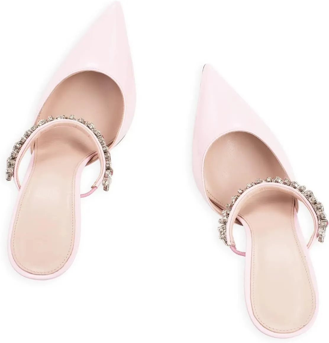 Heeled Mules Gem-Crystal Chain Embellished Strap High Stiletto Heels Sandals